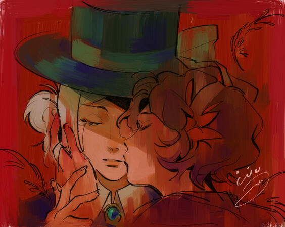 Colored Sketch Headshot (Couple) $50+